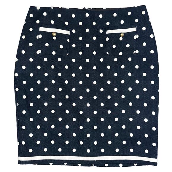 NWT Talbots Petites Navy & White Polka Dot Cotton Pencil Skirt Size 12P - Picture 4 of 13